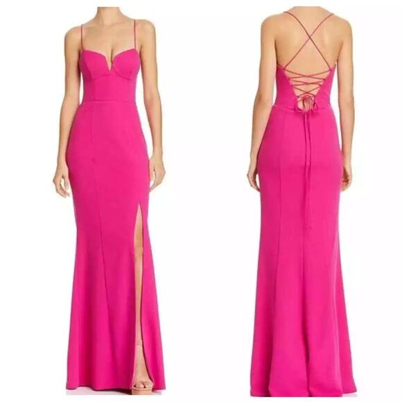 BARIANO Australia Sweetheart Barbie Fuchsia Pink Mermaid Corset Maxi Gown | S - Picture 1 of 13